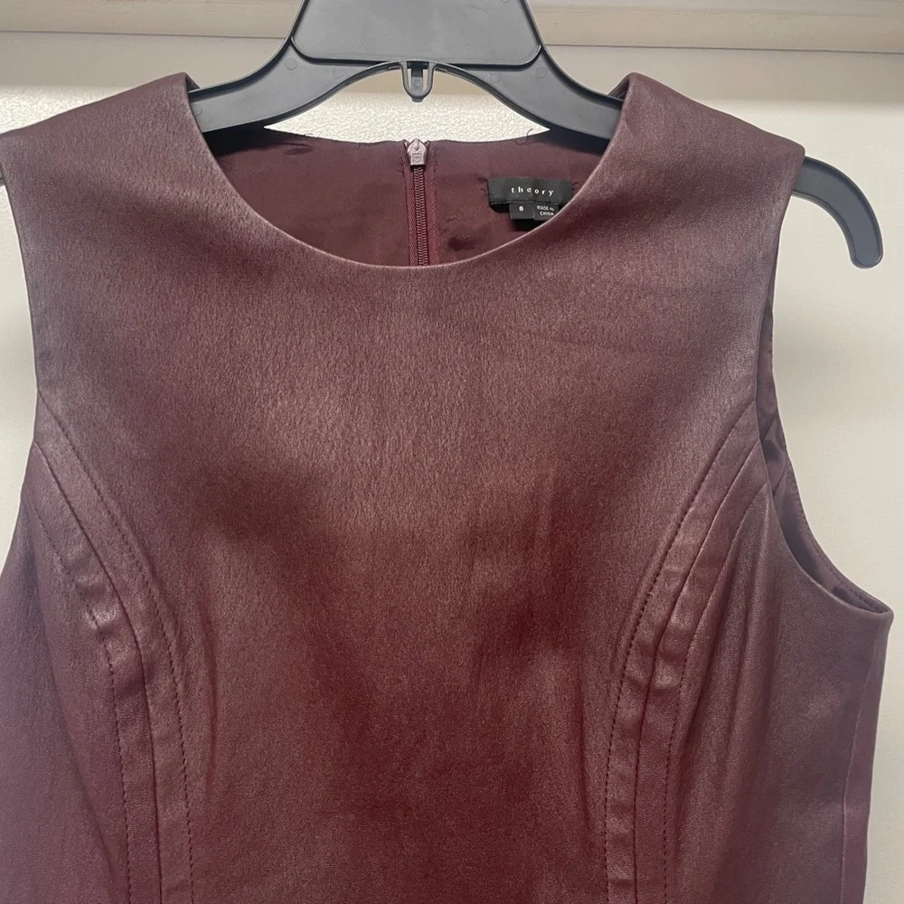 THEORY BURGUNDY LAMB LEATHER FRAYLAN DRESS ZIPPERS EUC - Picture 6 of 14